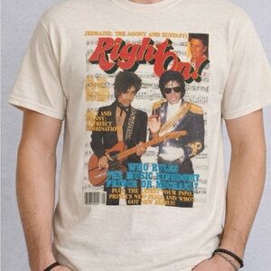 Gildan Cream Graphic Tee, Retro Prince and Michael Jackson tee